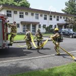 firefighters taking part in a training exercise in the city