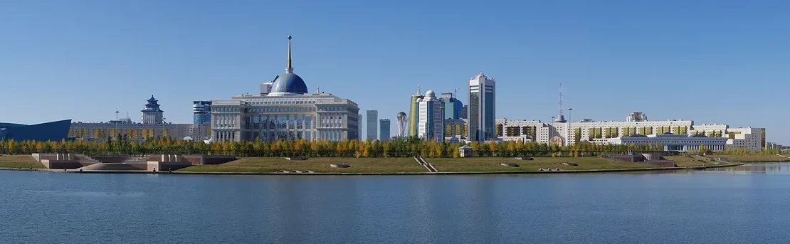 A panoramic view of central Astana's modern skyline in Kazakhstan