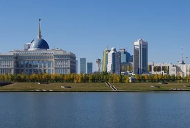 A panoramic view of central Astana's modern skyline in Kazakhstan