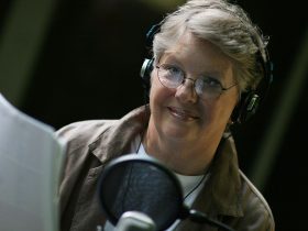 A microphone in a studio