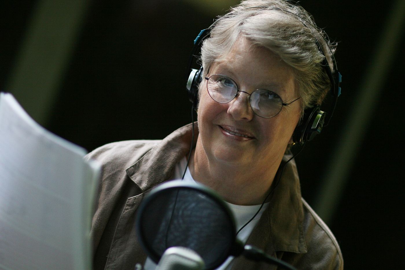 A microphone in a studio